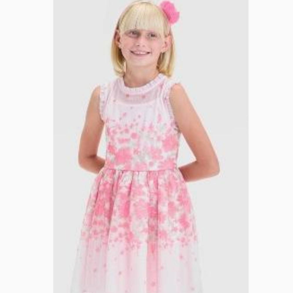 Zhenzi Pink Floral Kids Formal Dress Size Small 6/7